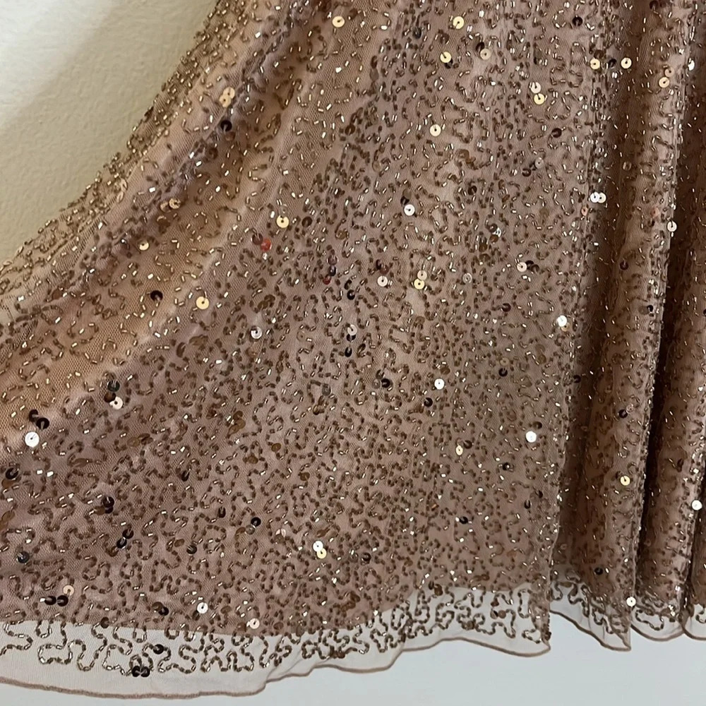 Ashley Lauren | Blush Pink fit n flare beaded & sequins Women’s size 2 sparkly - Picture 4 of 12